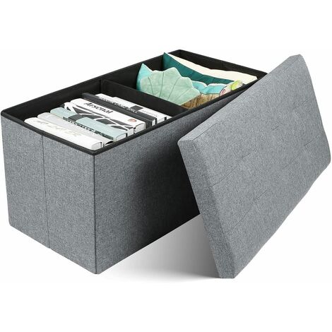 Coffre de Rangement Boîte Pliable Banc Salon Repose-pieds Pouf avec Couvercle pour Jouets en Tissu 76x38x38cm