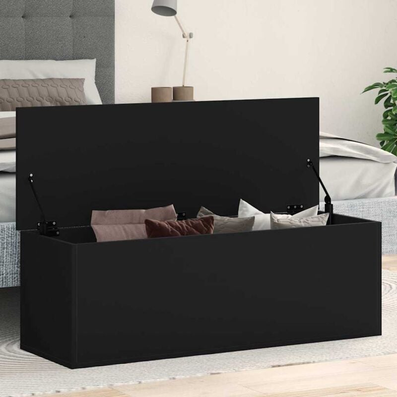 Vidaxl - Boîte de rangement noir 102x35x35 cm bois d'ingénierie