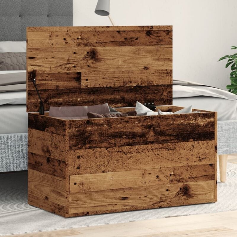 Coffre de rangement vieux bois 84x42x46 cm bois d'ingénierie - Vidaxl