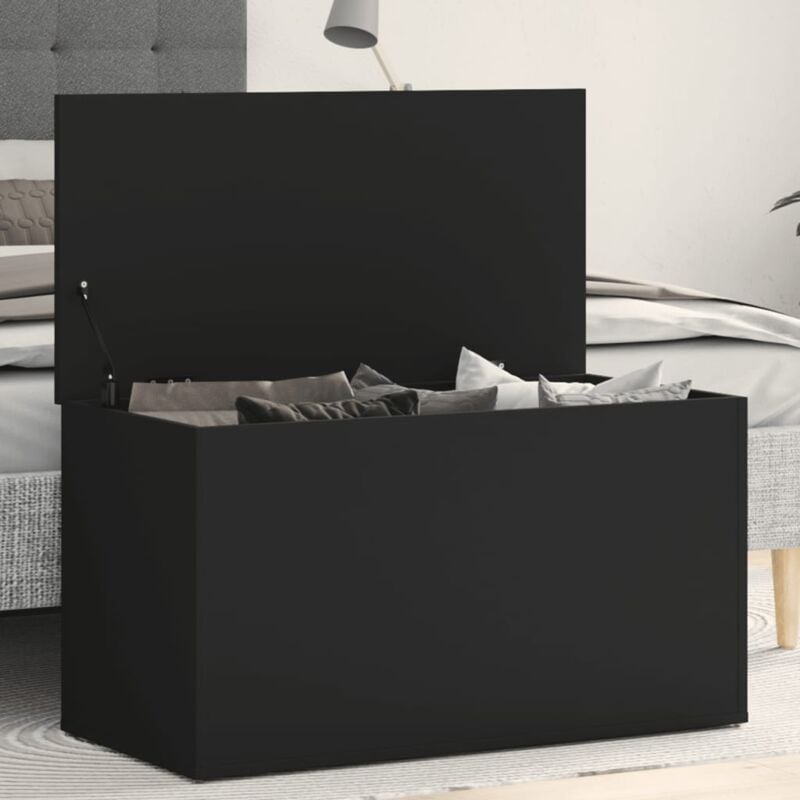 Vidaxl - Coffre de rangement Noir 84x42x46 cm Bois d'ingénierie