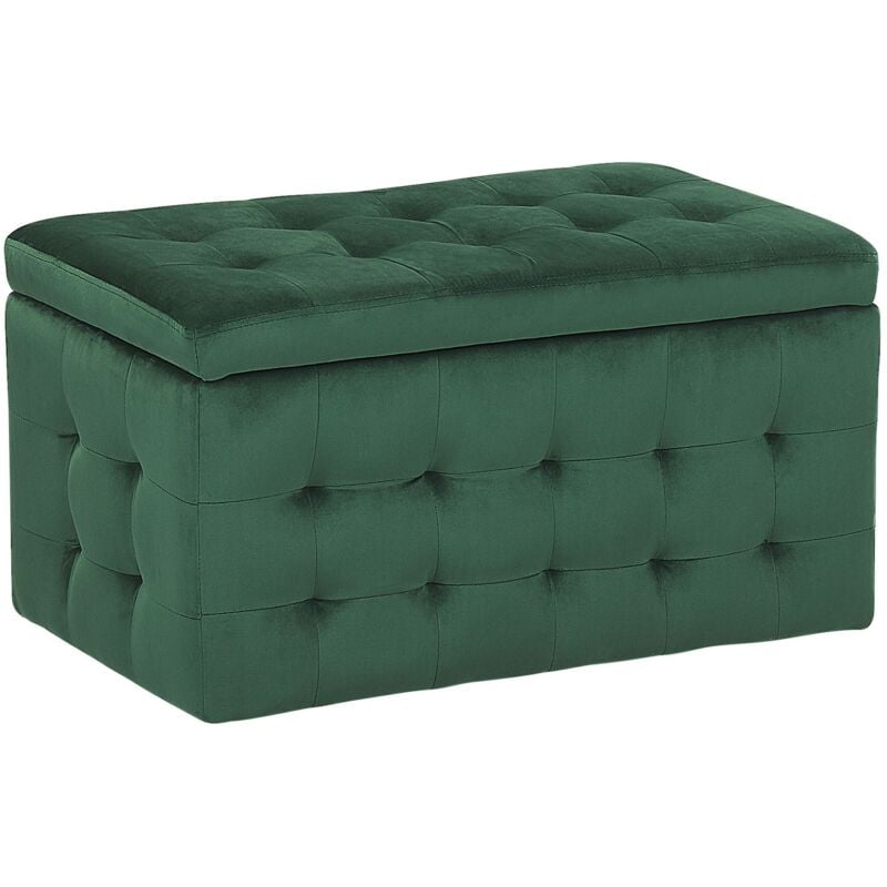 Pouf 72 x 42 cm en Velours avec rangement Chesterfield Vert Foncé Doux Michigan