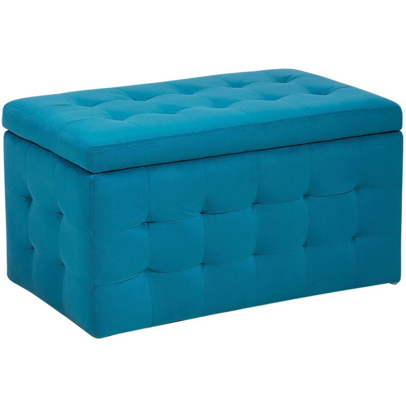 Pouf 72 x 42 cm en Velours avec rangement Chesterfield Bleu Marine Doux Michigan