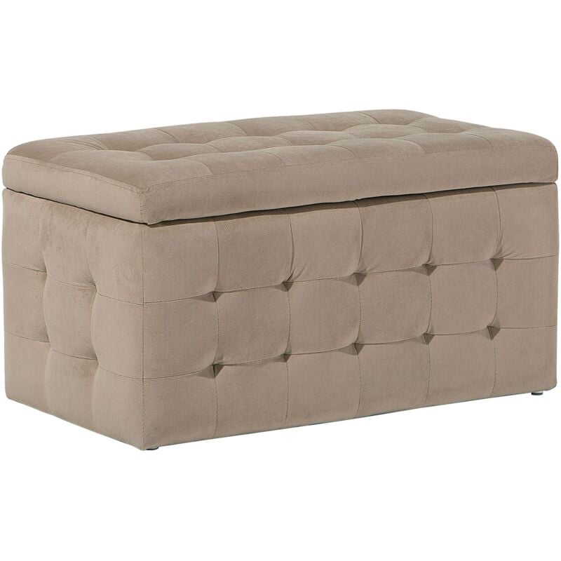 Pouf 72 x 42 cm en Velours avec rangement Chesterfield Marron Clair Doux Michigan