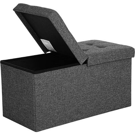 Coffre de Rangement Couvercle Pliable 76 x 38 x 38 cm, par 2 côtés Banc de Rangement Charge admissible 300 kg Grise Foncée LSF46GYZ