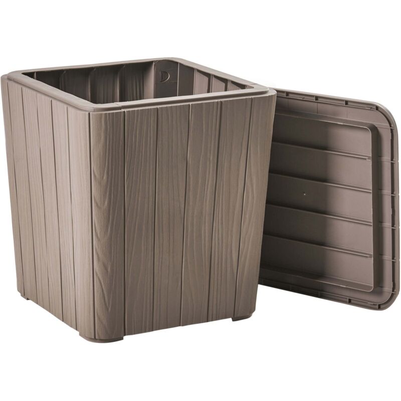 Coffre de Rangement de Jardin en Polypropylène 40 x 42 cm Meuble d'Extérieur Taupe Sarandi