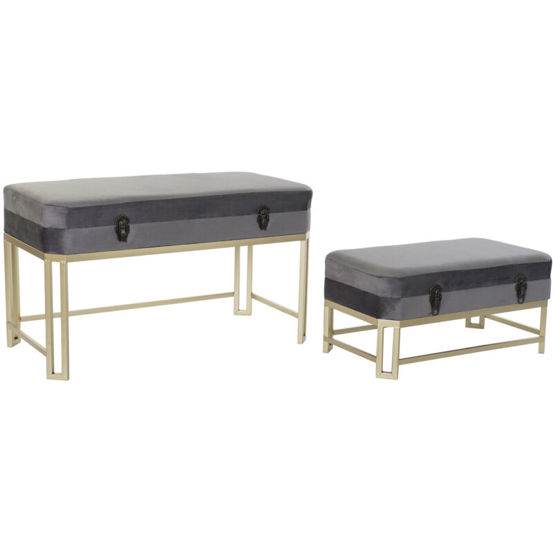 Banquette Set 2 Velours Métal 80X40X47 Velours