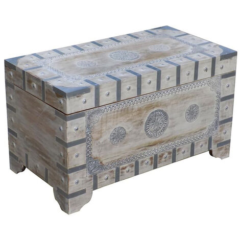 Coffre de rangement en bois coloris naturel - Longueur 78.7 x Profondeur 43 x Hauteur 45.7 cm -PEGANE-