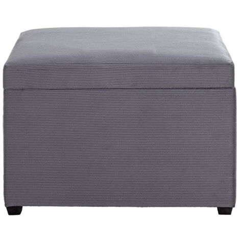 Coffre de rangement en MDF et velours coloris gris -longueur 58 x profondeur 39 x hauteur 42 cm