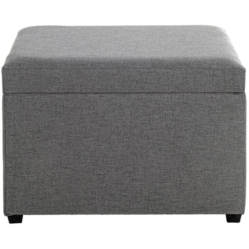 Coffre de rangement en tissu coloris gris anthracite et bois - longueur 58 x profondeur 39 x hauteur 42 cm