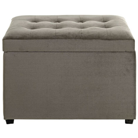 Coffre de rangement en velours anthracite-marron  - longueur 58 x profondeur 39 x hauteur 42 cm