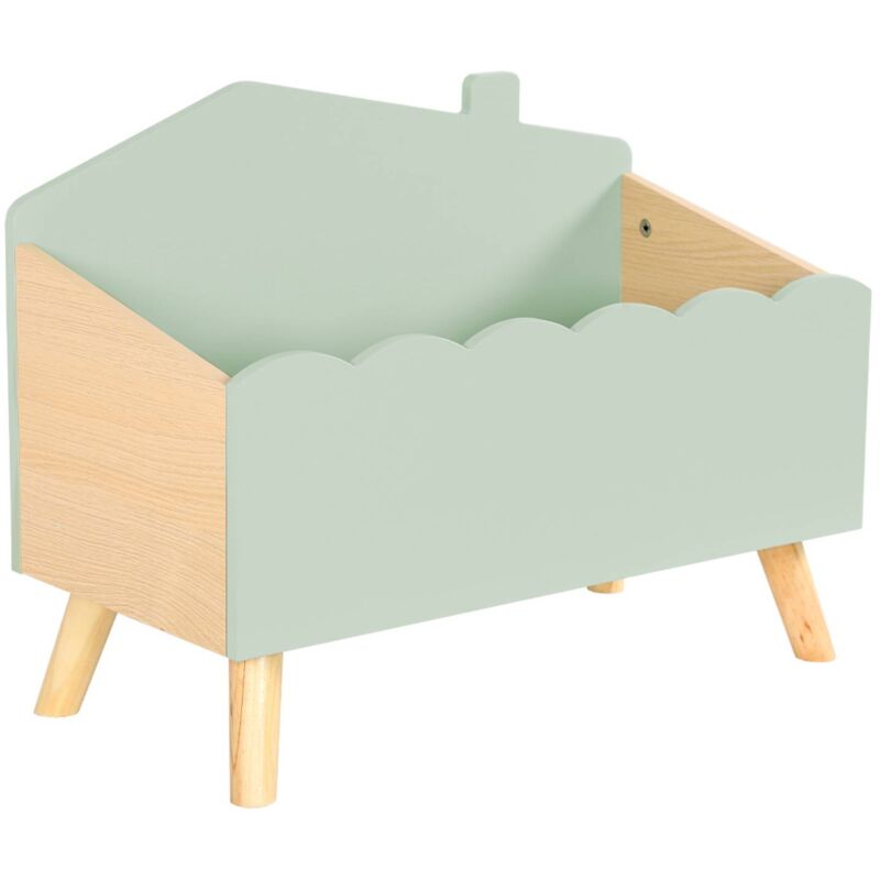 Sweeek - Coffre à jouets enfant effet bois. vert. l 58 x p 28 x h 44.5 cm