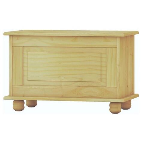 Coffre de rangement enfant en pin massif coloris naturel - Longueur 70 x Profondeur 39 x Hauteur 46 cm