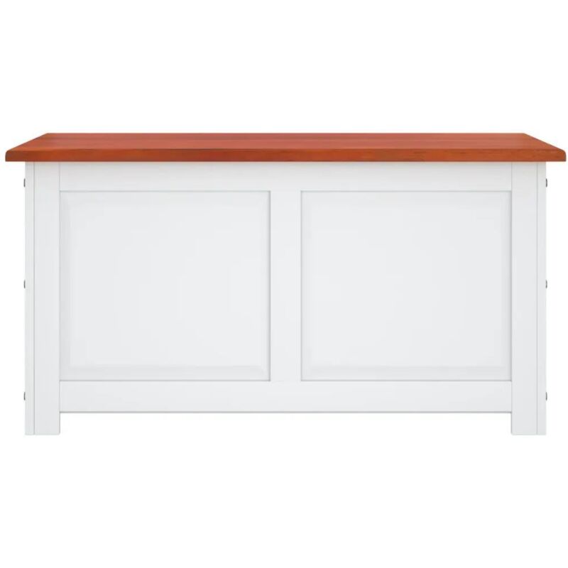 vidaXL Coffre de rangement et couvercle marron et blanc bois d'acacia