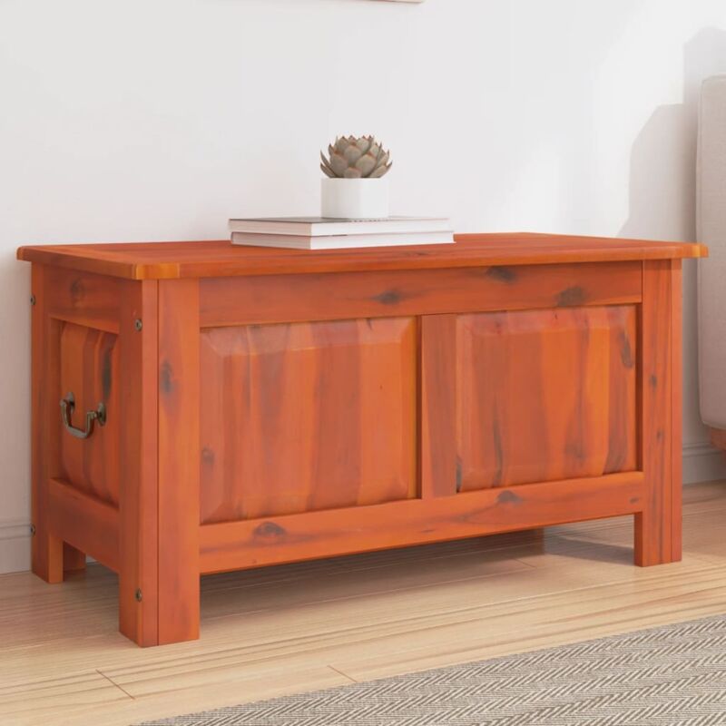 Vidaxl – Coffre de rangement en bois d'acacia massif 90x45x47 cm – Couvercle à levage gaz – Capacité 30 kg – Pour rangement intérieur et extérieur