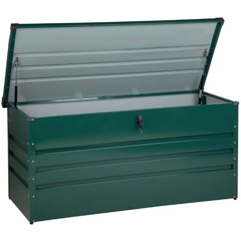 Coffre de Rangement Extérieur 132 x 62 cm 400 Litres en Acier Galvanisé Vert Idéal pour les Accessoires de Jardin Durable et Décoratif Beliani