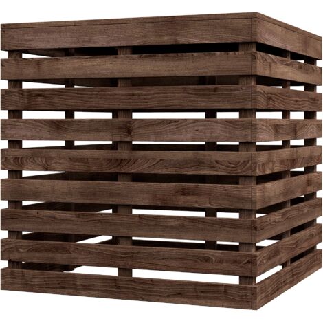 Coffre de rangement extérieur 2-en-1 pour base de parasol, table d'appoint de terrasse en bois avec trou pour parasol