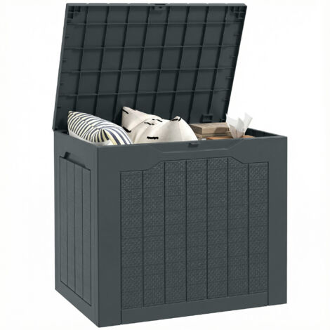 Coffre de rangement extérieur 93L, poignées encastrées, malle étanche 56x41x50 cm, gris foncé