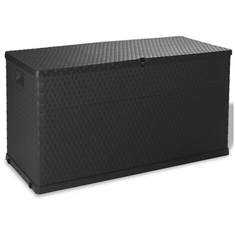 Coffre de rangement extérieur en polypropylène gris effet Rotin – Praticité et élégance