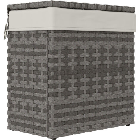 Coffre de rangement extérieur en rotin avec housse imperméable gris 57x34x62 cm