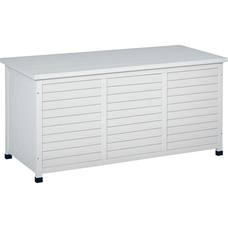 Coffre de rangement extérieur façade persienne - coffre jardin 283L - dim. 127 x 56 x 60cm - bois blanc