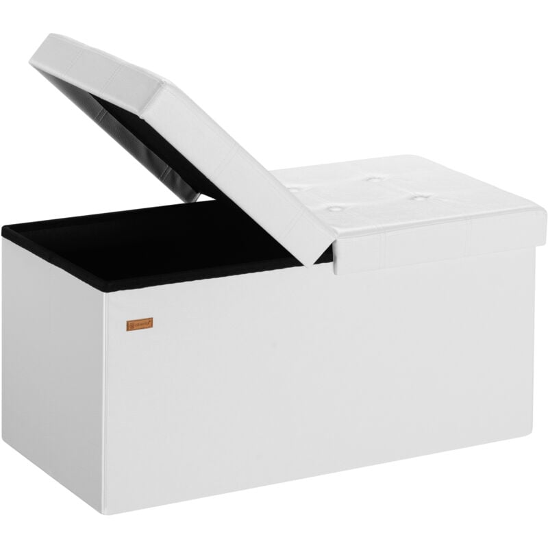 Deuba - casaria® Banc de rangement avec couvercle rabattable Siège pouf Coffre de rangement pliable pour salon chambre couloir l - Blanc