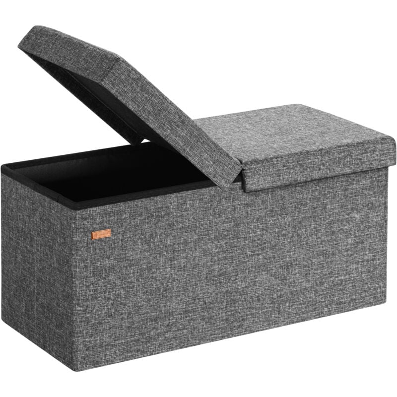 Deuba - casaria® Banc de rangement avec couvercle rabattable Siège pouf Coffre de rangement pliable pour salon chambre couloir l Gris foncé