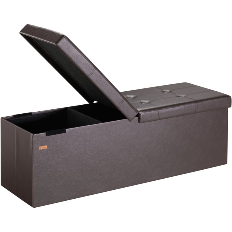 Deuba - casaria® Banc de rangement avec couvercle rabattable Siège pouf Coffre de rangement pliable pour salon chambre couloir xl - Marron