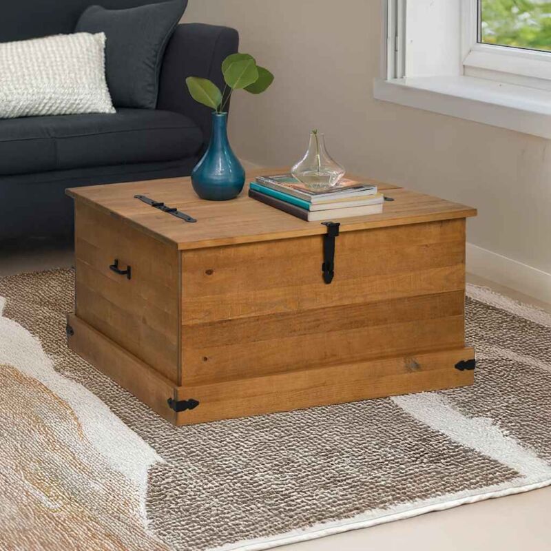 Coffre de rangement halden 91x91x47 cm bois massif pin - Vidaxl