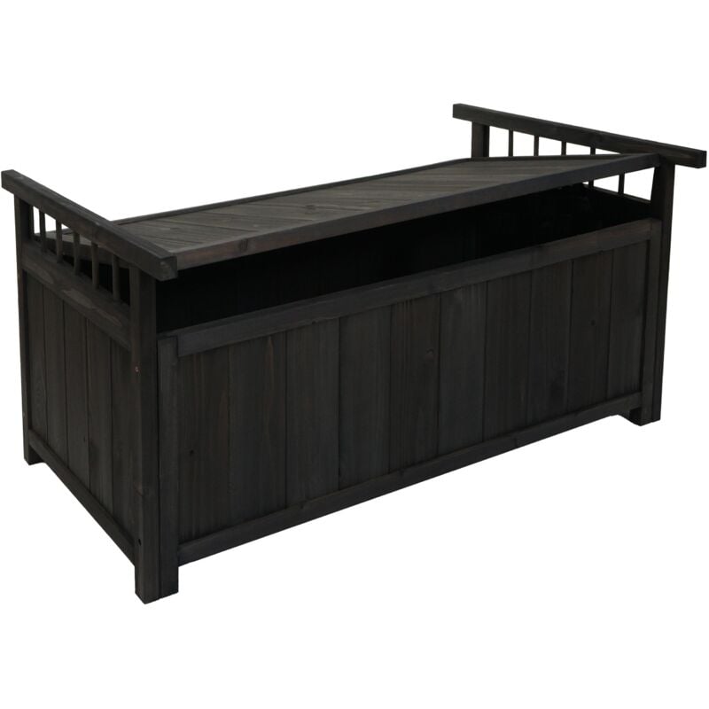 HHG - Coffre de rangement 642, coffre de jardin coffre de rangement, sapin bois mvg 53x108x60cm, anthracite