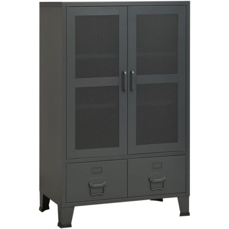 Coffre de rangement industriel Anthracite 70x40x115 cm Métal CFW719622