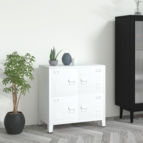 Coffre de rangement industriel Blanc 75x40x80 cm Acier - The Living Store