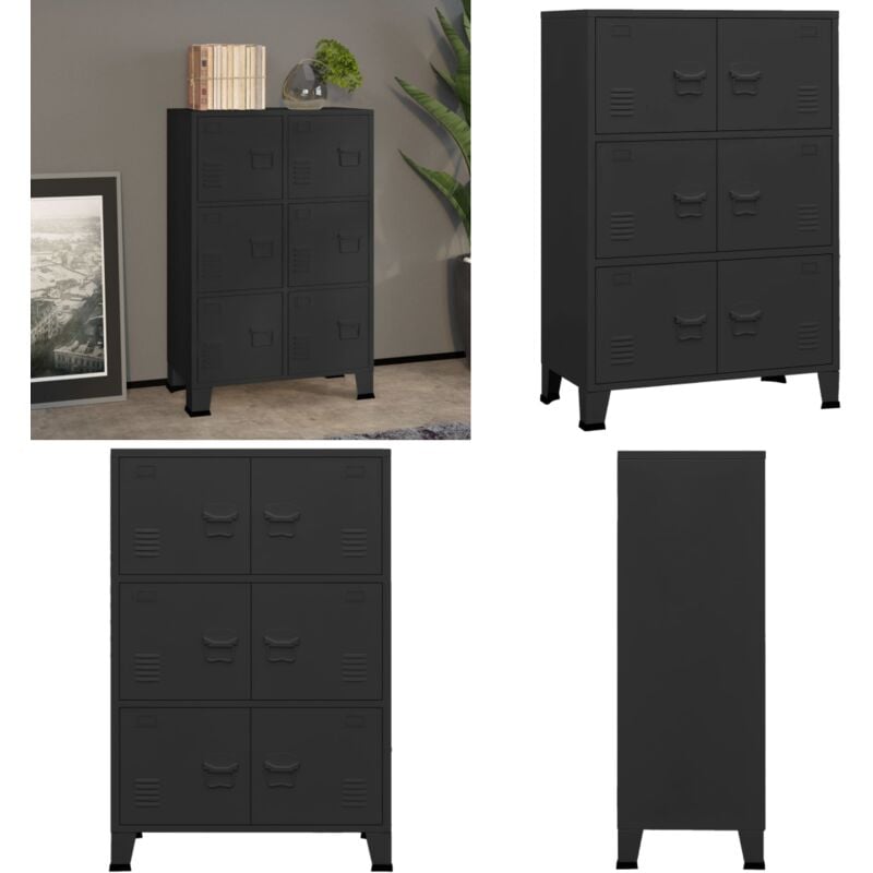 Coffre de rangement industriel Noir 75x40x115 cm Métal - coffre de rangement - coffres de rangement - Home & Living