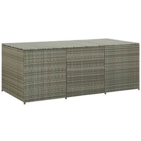 Coffre de rangement jardin résine tressée grise Zamen 180cm