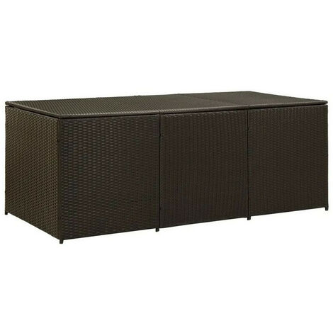 Coffre de rangement jardin résine tressée marron Zamen 180cm