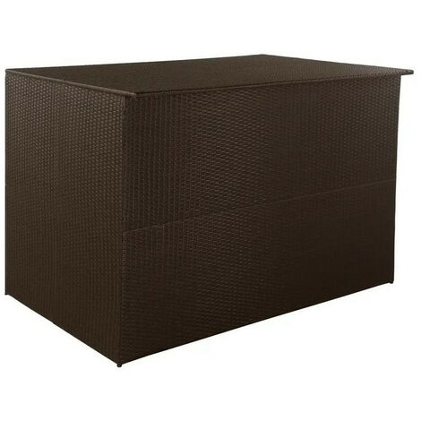 Coffre de rangement jardin résine tressée marron Zamen