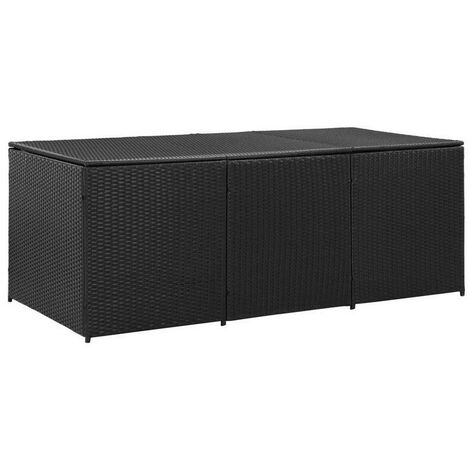 Coffre de rangement jardin résine tressée noire Zamen 180cm