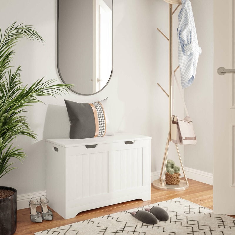 Coffre à Jouets Coffre de Rangement Banc de Chaussures Meuble de Rangement pour Jouet Bout de lit Grande capacité Blanc,723648cm - Mondeer