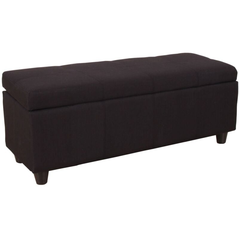 Banc/banquette/coffre de rangement Kriens, 112x45x45cm, tissu, noir