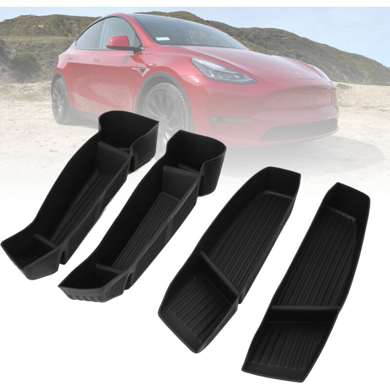 Zoternen - Coffre de rangement latéral de porte 4 pièces pour modèle y 2020 2021 2022 2023, organiseur de porte avant et arrière de voiture,