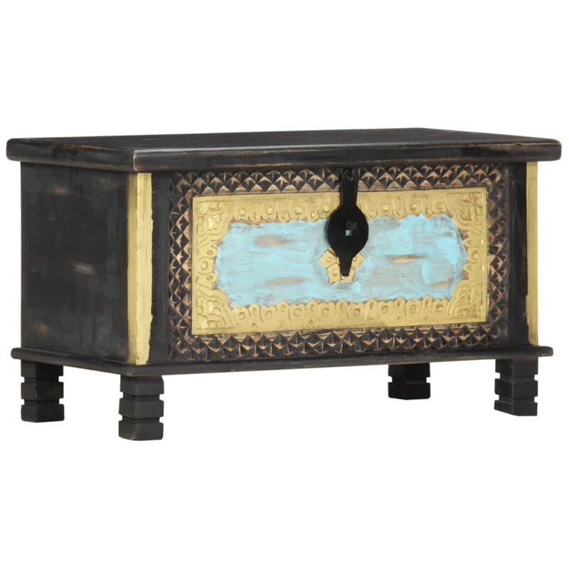 Coffre de rangement Noir 80x40x45 cm Bois de manguier massif Vidaxl