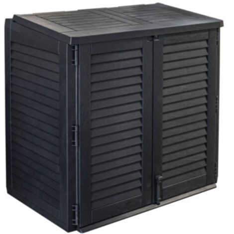 Coffre de rangement plastique 2 portes H110 - Noir