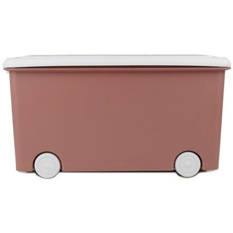 Coffre de rangement PLAYBOX THERMOBABY Medium Rose - Couvercle blanc amovible, roulettes