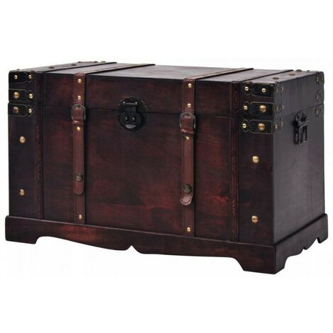 Coffre de rangement portable bois marron Canvas