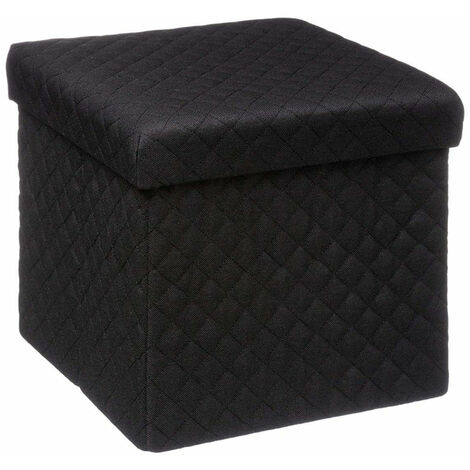 Coffre de Rangement Pouf Pliable Noir 31cm - SILUMEN