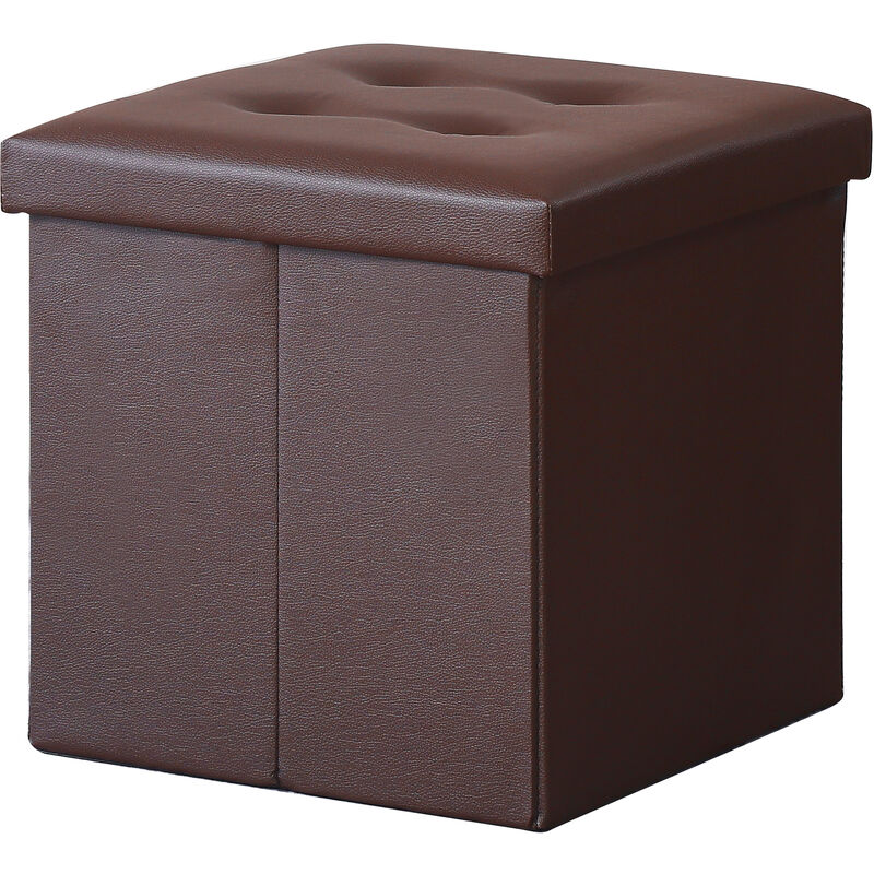 Coffre de Rangement Pouf Pliable pvc 38cm - marron