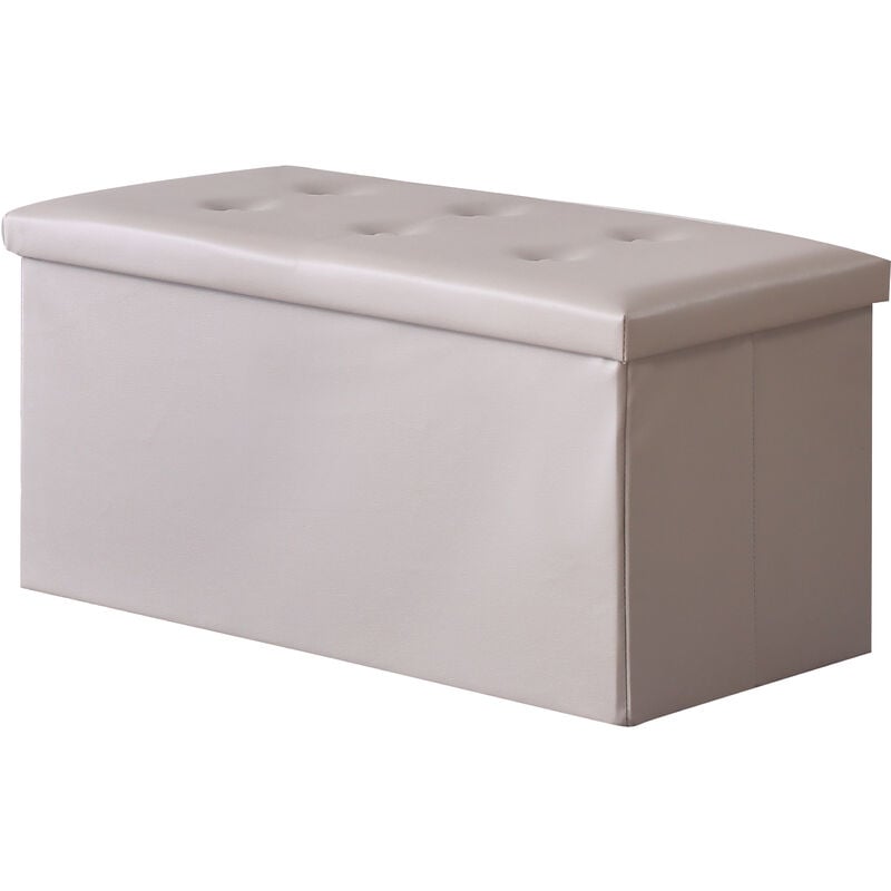 Coffre de Rangement Pouf Pliable pvc 76cm - beige