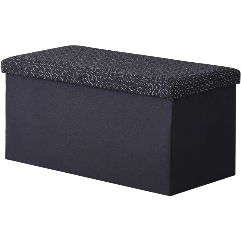 Coffre de Rangement Pouf Pliable Tissu 76cm - noir