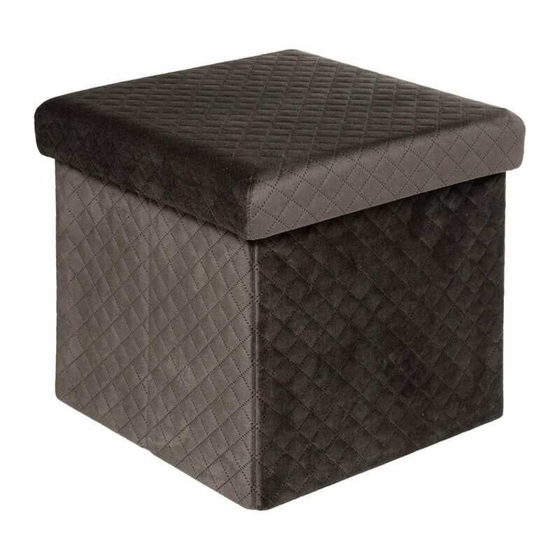 Coffre de Rangement Pouf Pliable Velours 31cm - Gris Silumen