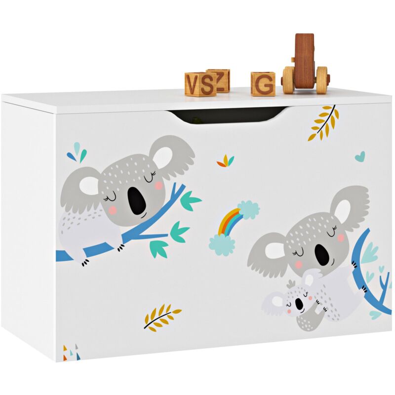 Coffre de rangement pour enfant 40 x 60 x 30 cm blanc / gris / bleu