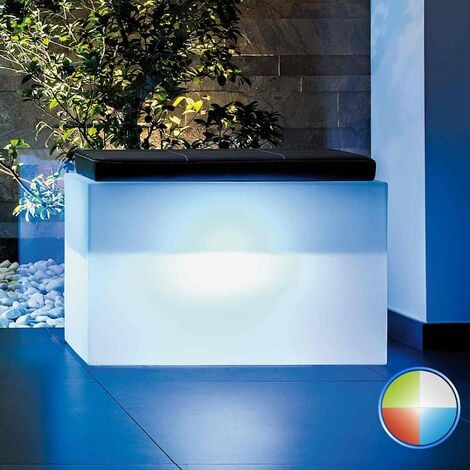 Coffre de rangement rectangulaire avec lumière en résine 80X35 cm mod. Roomy LED Multicolor avec Batterie Solaire